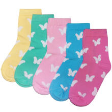 Weri Spezials Bērnu zeķes White Butterflies Multicolor ART.WERI-4667 Pieci pāri augstas kvalitātes kokvilnas bērnu zeķes