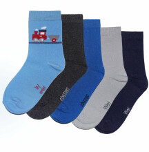 Weri Spezials Children's Socks Train Medium Blue ART.WERI-3965 Pack of five high quality children's cotton socks