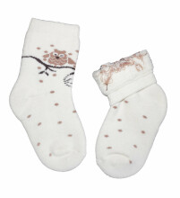 Weri Spezials Children's Plush Socks Owl Cream ART.WERI-1546 High quality children's cotton plush socks