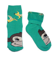 Weri Spezials Bērnu Plīša zeķes Monkey Green ART.WERI-7110 Augstas kvalitātes kokvilnas plīša bērnu zeķes