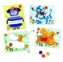 Djeco Art.DJ09867 Collages - Pompons - Dogs to stroke