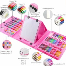 Ikonka Art.KX6032_1 Pink Plastmasas krāsošanas komplekts futrālī 208el.