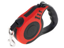 Ikonka Art.KX6252_1 Automatic strap leash 5m for dogs up to 14kg red