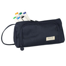 Ikonka Art.KX5672 School pencil case double sachet vanity case navy blue