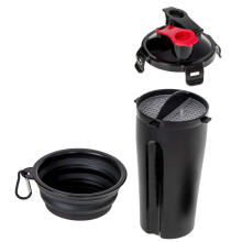 Ikonka Art.KX5094 Double pet cup for water and food black