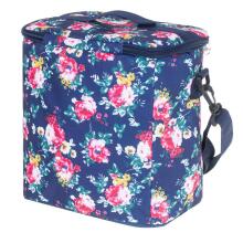 Ikonka Art.KX4985 Thermal bag for lunch beach picnic 11L navy blue with flowers