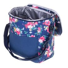 Ikonka Art.KX4985 Thermal bag for lunch beach picnic 11L navy blue with flowers