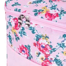Ikonka Art.KX4985_1 Thermal bag for lunch beach picnic 11L pink with flowers