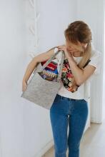 Ikonka Art.KX4938_1 Felt bag shopping basket wood charcoal boot organiser grey