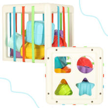 Ikonka Art.KX5466_2 Flexible sensory cube plug-in puzzle blocks square with shape sorter