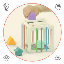 Ikonka Art.KX5466_2 Flexible sensory cube plug-in puzzle blocks square with shape sorter