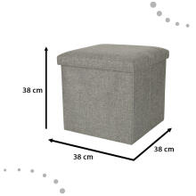 Ikonka Art.KX4620 Folding pouffe with storage compartment grey 38x38x38cm