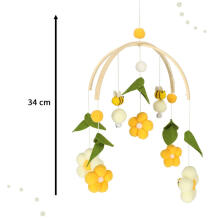 Ikonka Art.KX4590 Cot carrousel plush pendants flowers yellow