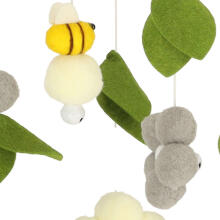 Ikonka Art.KX4590_1 Cot carrousel plush pendants flowers grey