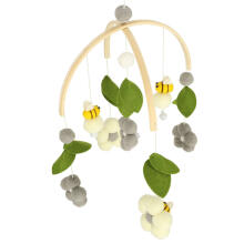 Ikonka Art.KX4590_1 Cot carrousel plush pendants flowers grey