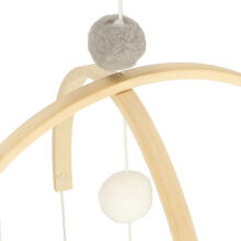Ikonka Art.KX4590_1 Cot carrousel plush pendants flowers grey