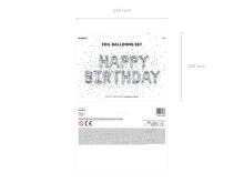 Ikonka Art.KX4574_1 Foil balloon birthday decoration Happy Birthday silver 340cm x 35cm