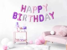 Ikonka Art.KX4574_3 Foil balloon birthday decoration Happy Birthday rainbow 340cm x 35cm