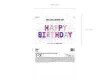 Ikonka Art.KX4574_3 Foil balloon birthday decoration Happy Birthday rainbow 340cm x 35cm