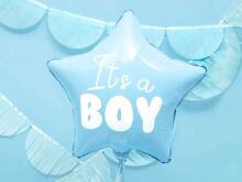 Ikonka Art.KX4570 "It's a boy" foil balloon for baby shower star blue 48cm