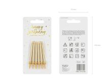 Ikonka Art.KX4567 Birthday cake candles plain gold 6cm 6 pieces