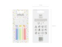 Ikonka Art.KX4566 Birthday cake candles colourful flames 6cm 6 pieces