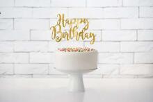 Ikonka Art.KX4564 Happy Birthday cake topper gold 22.5cm