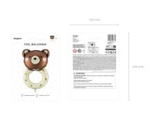 Ikonka Art.KX4559 Foil balloon Rattle bear 45cm x 67cm