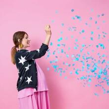 Ikonka Art.KX4557 Dzimuma atklāšanas balons Zēns vai meitene zils konfeti 100cm