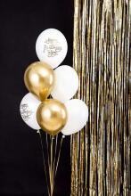 Ikonka Art.KX4556 Dzimšanas dienas baloni Happy Birthday To You zeltaini balti 30cm 6gab