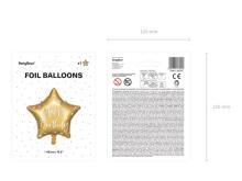 Ikonka Art.KX4551 Happy Birthday star foil balloon 40cm gold