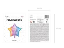 Ikonka Art.KX4551_2 Happy Birthday star foil balloon 40cm colourful