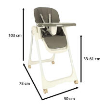 Ikonka Art.KX4517 Feeding chair on wheels with stand foldable grey