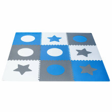 Ikonka Art.KX4506 Putų dėlionės kilimėlis vaikams 180x180cm 9 dalių pilkai mėlyna