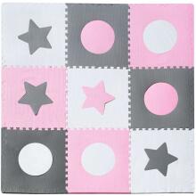 Ikonka Art.KX4506_1 Foam puzzle mat for children 180x180cm 9 pieces grey-pink
