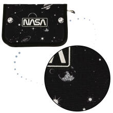 Ikonka Art.KX4476_1 BAMBINO two flap pencil case black planets