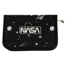 Ikonka Art.KX4476_1 BAMBINO two flap pencil case black planets