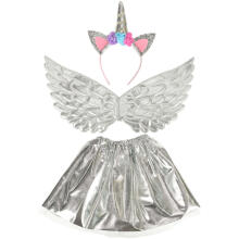 Ikonka Art.KX4433_1 Unicorn costume skirt headband silver