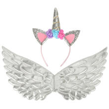Ikonka Art.KX4433_1 Unicorn costume skirt headband silver