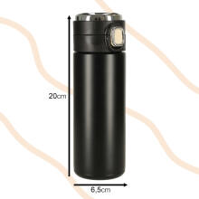 Ikonka Art.KX4407 Termiskā krūze ar iemuti LED termoss 420ml melna