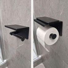 Ikonka Art.KX4323 Toilet paper holder with shelf black