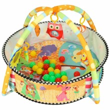 Ikonka Art.KX4293 Mokomasis žaidimų kilimėlis kūdikiams, skirtas žaislinėms lovytėms su barškučiais ir kamuoliukais