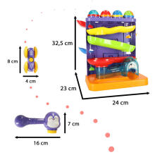 Ikonka Art.KX4292 Interactive 3-in-1 ball track ball pusher with hammers penguin + car