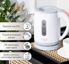 Ikonka Art.KX4206 Adler AD1371g 0.8L plastic kettle