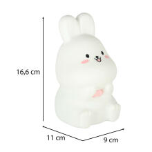 Ikonka Art.KX4113 Children's silicone LED night light white with pink bunny