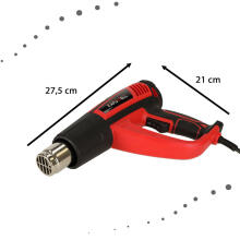 Ikonka Art.KX4719 Electric heating torch with temprature control 0-600 deg C air flow 300-500 l/min + 4 interchangeable tips 1850W