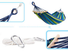 Ikonka Art.KX5974 Single person hammock 200x100 with reinforced bar + fitting kit