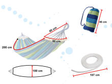 Ikonka Art.KX5974 Single person hammock 200x100 with reinforced bar + fitting kit