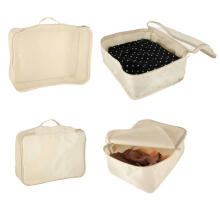 Ikonka Art.KX4110 Suitcase organisers travel set 8 pieces clothes storage accessories waterproof bags make-up bag shoe bag beige