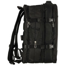 Ikonka Art.KX4109 Laptop travel backpack expandable 26-36L USB cable capacious waterproof black
